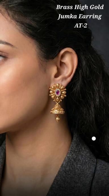 Brass high gold jumka earring AT 2 Wholesale costume jewelry suppliers